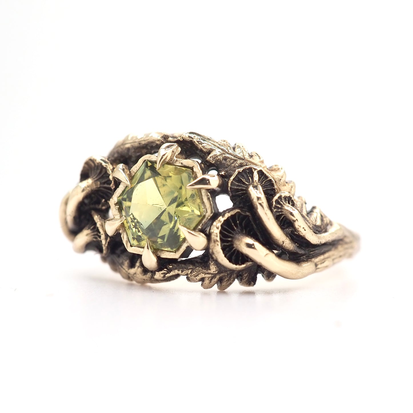Oasis ring with chartreuse sapphire