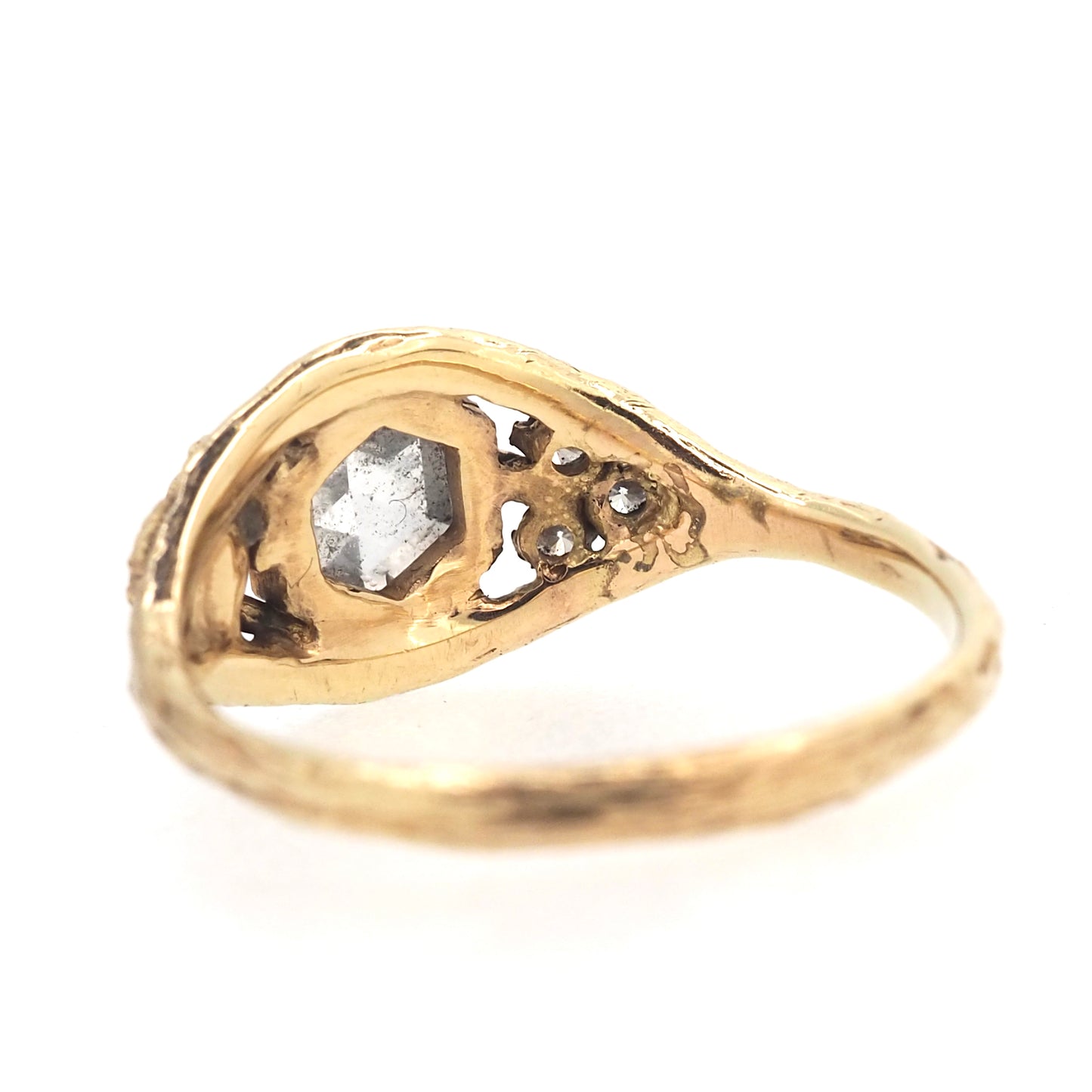 Caldera ring with salt and pepper diamond