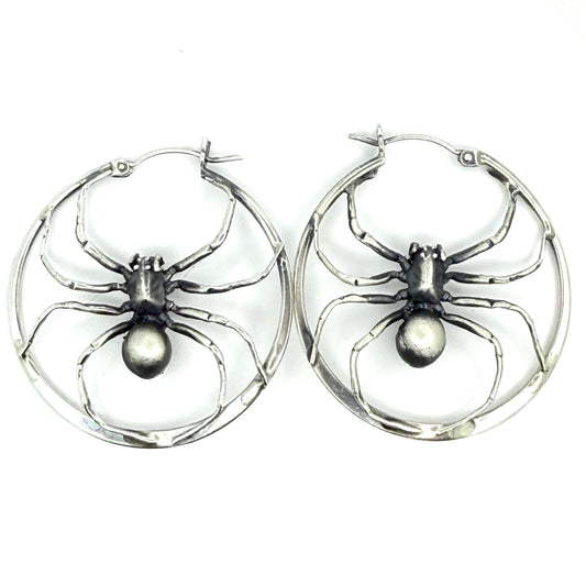 Wolf spider hoop earrings