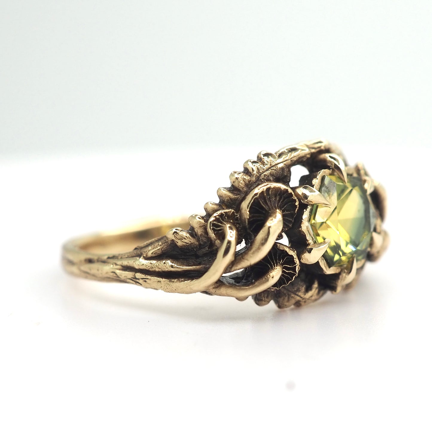 Oasis ring with chartreuse sapphire