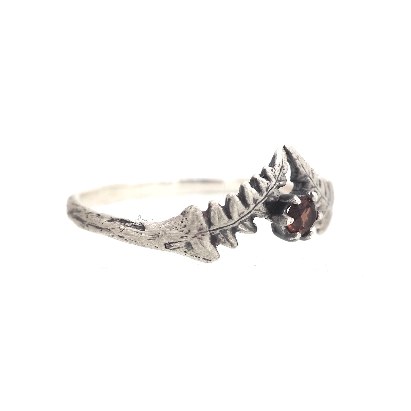 Tiny fern and gemstone ring