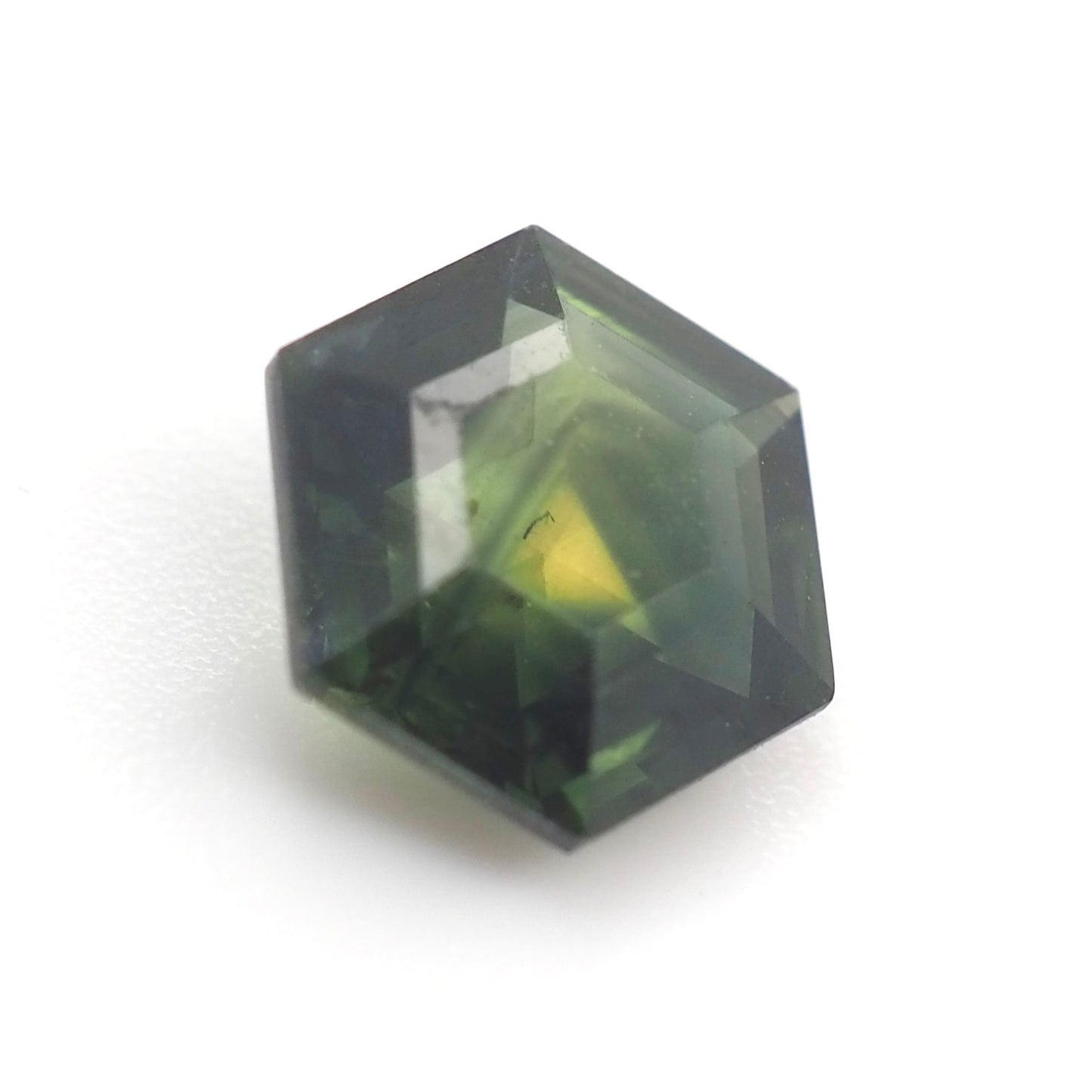 Green Australian sapphire hexagon cut .9ct
