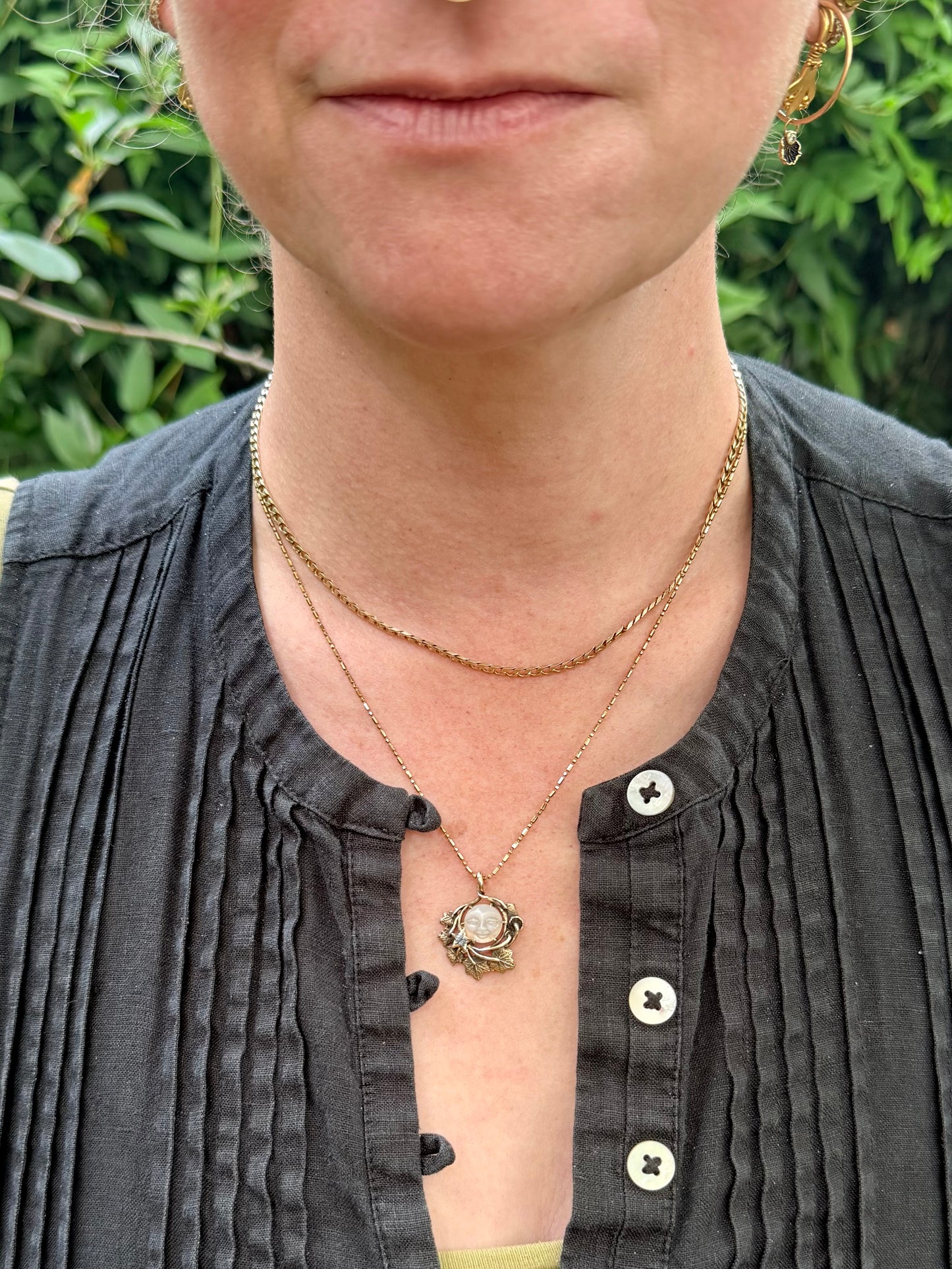 14k gold faceted bead and bar chain
