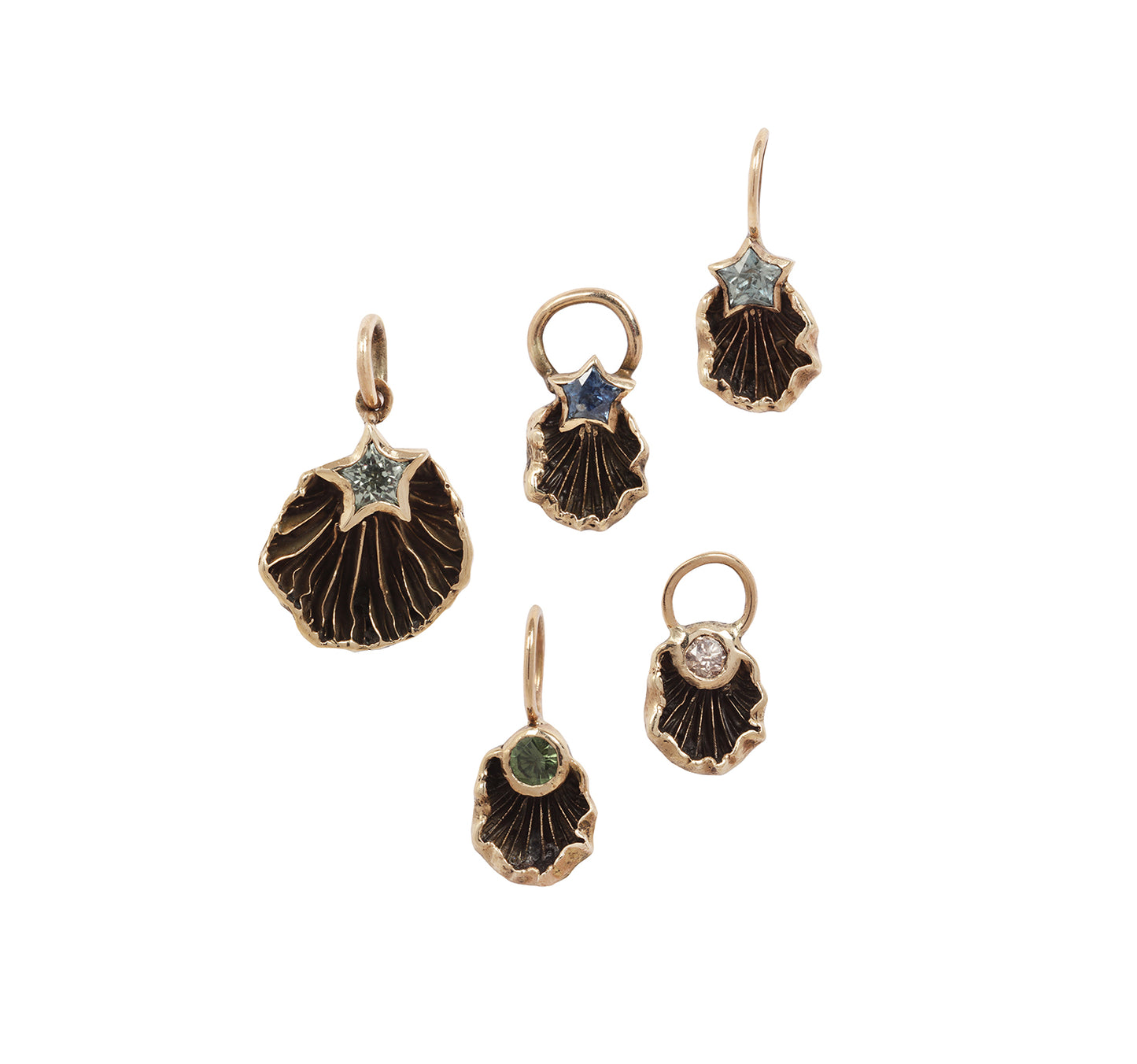 Oyster mushroom charm with round stone