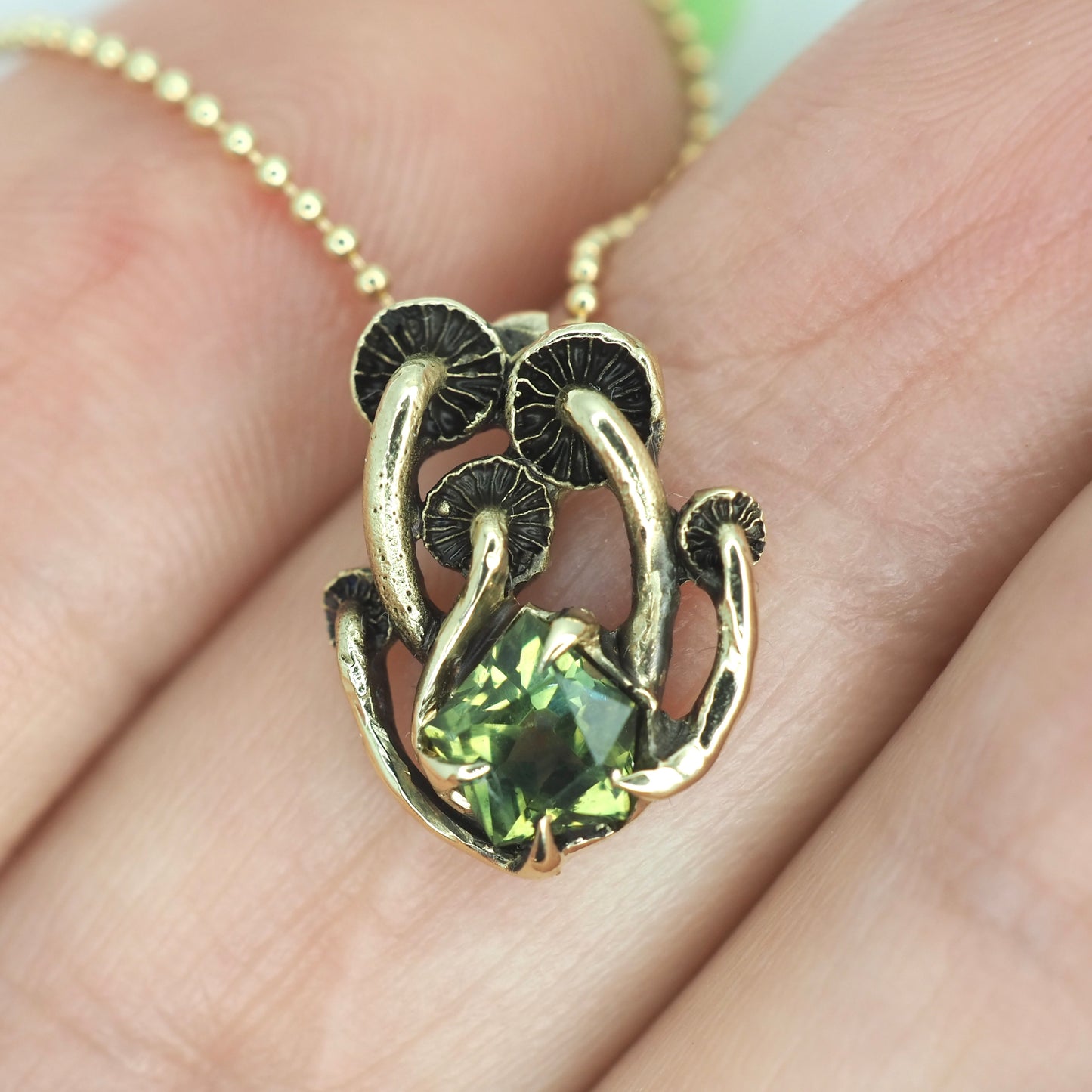 Mushroom pendant with Australian sapphire