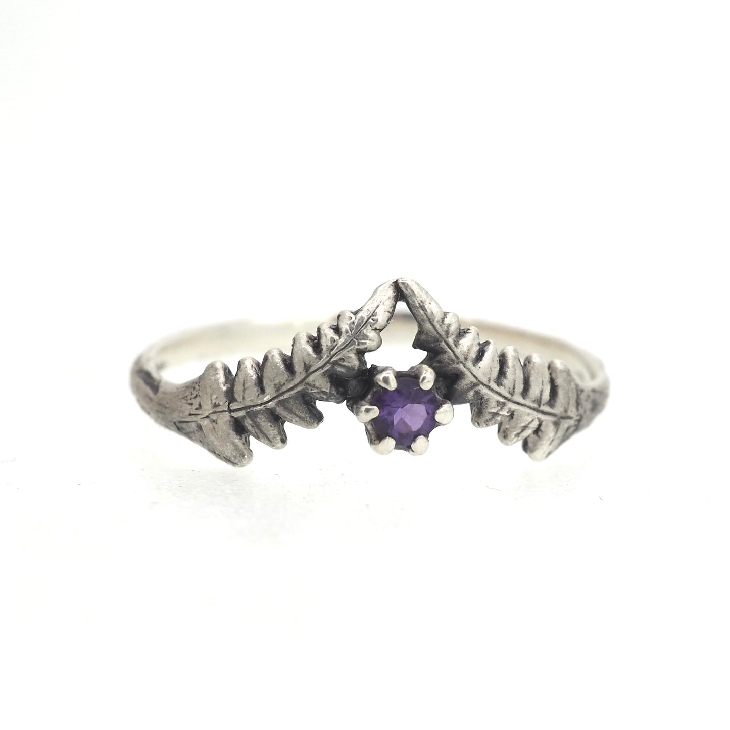 Tiny fern and gemstone ring