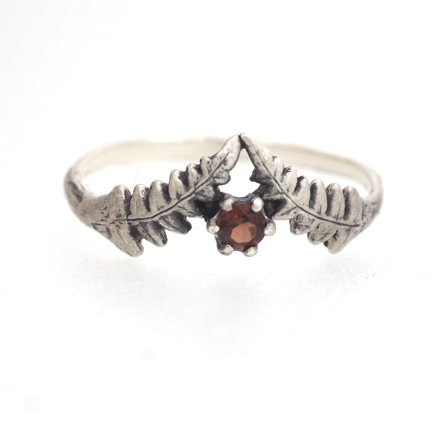 Tiny fern and gemstone ring
