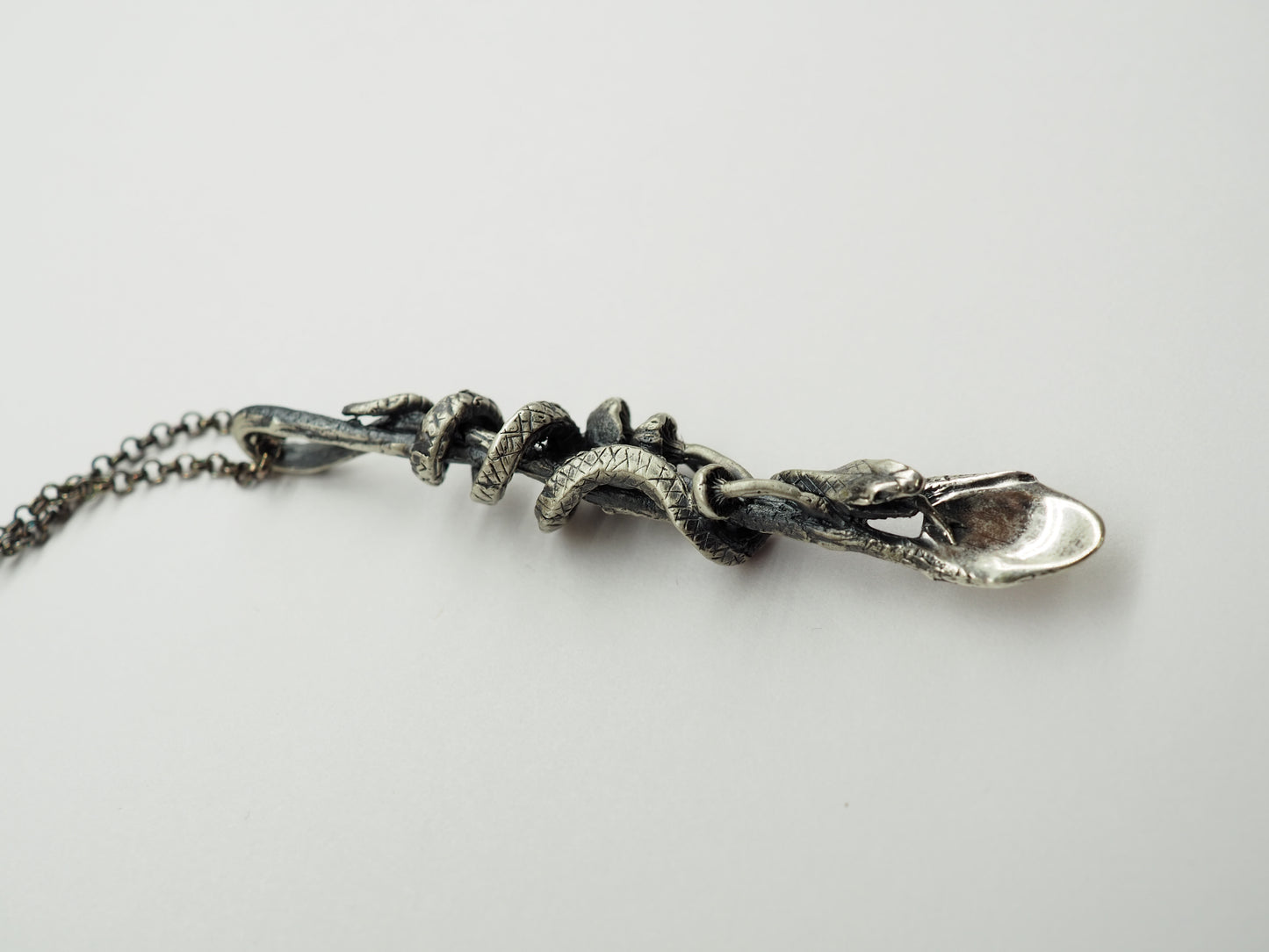 Serpent and mushrooms spoon necklace