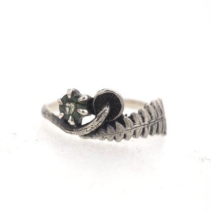 mushroom fern and gemstone ring