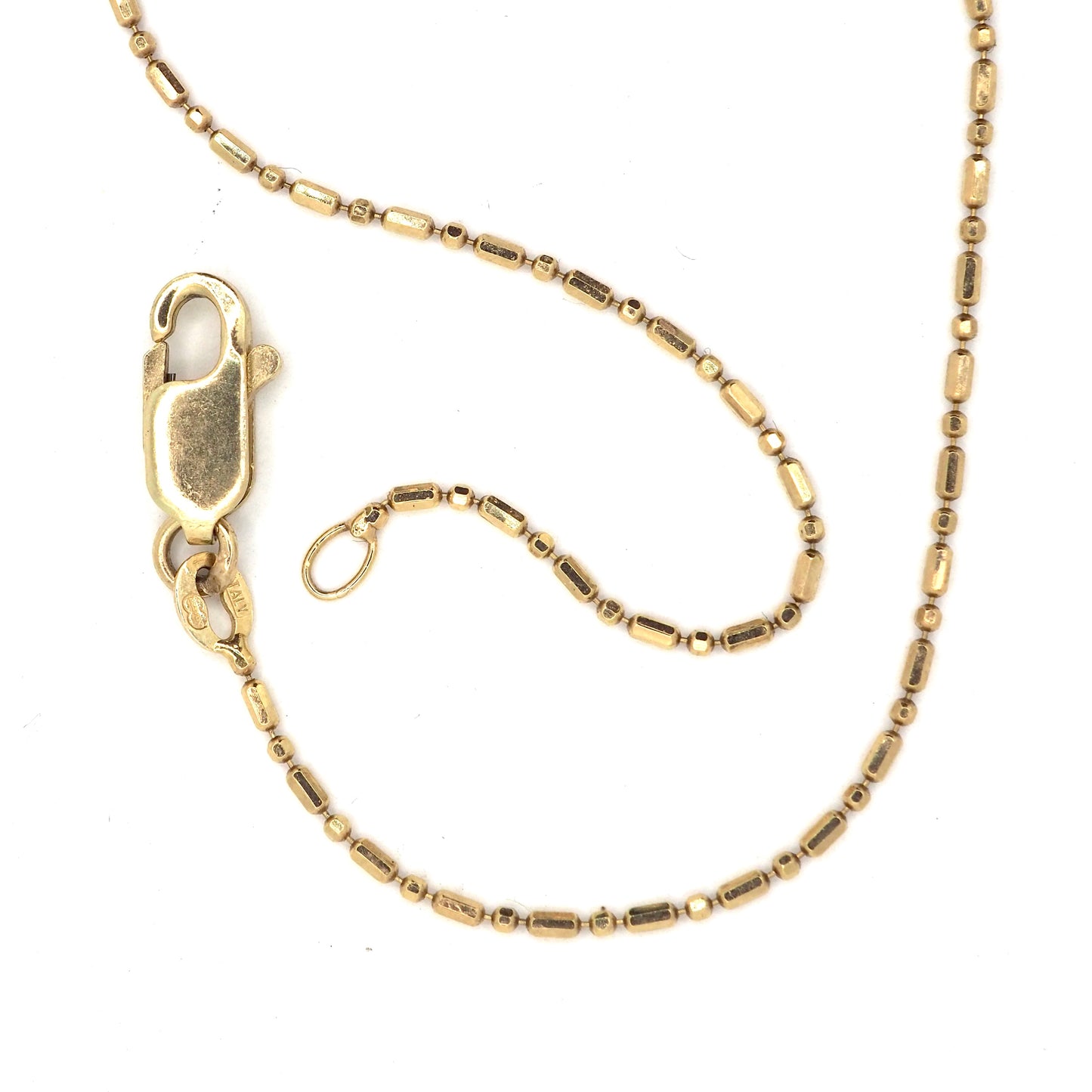 14k gold faceted bead and bar chain