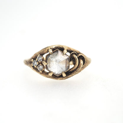 Caldera ring with salt and pepper diamond