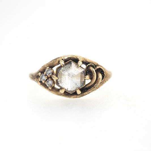 Caldera ring with salt and pepper diamond