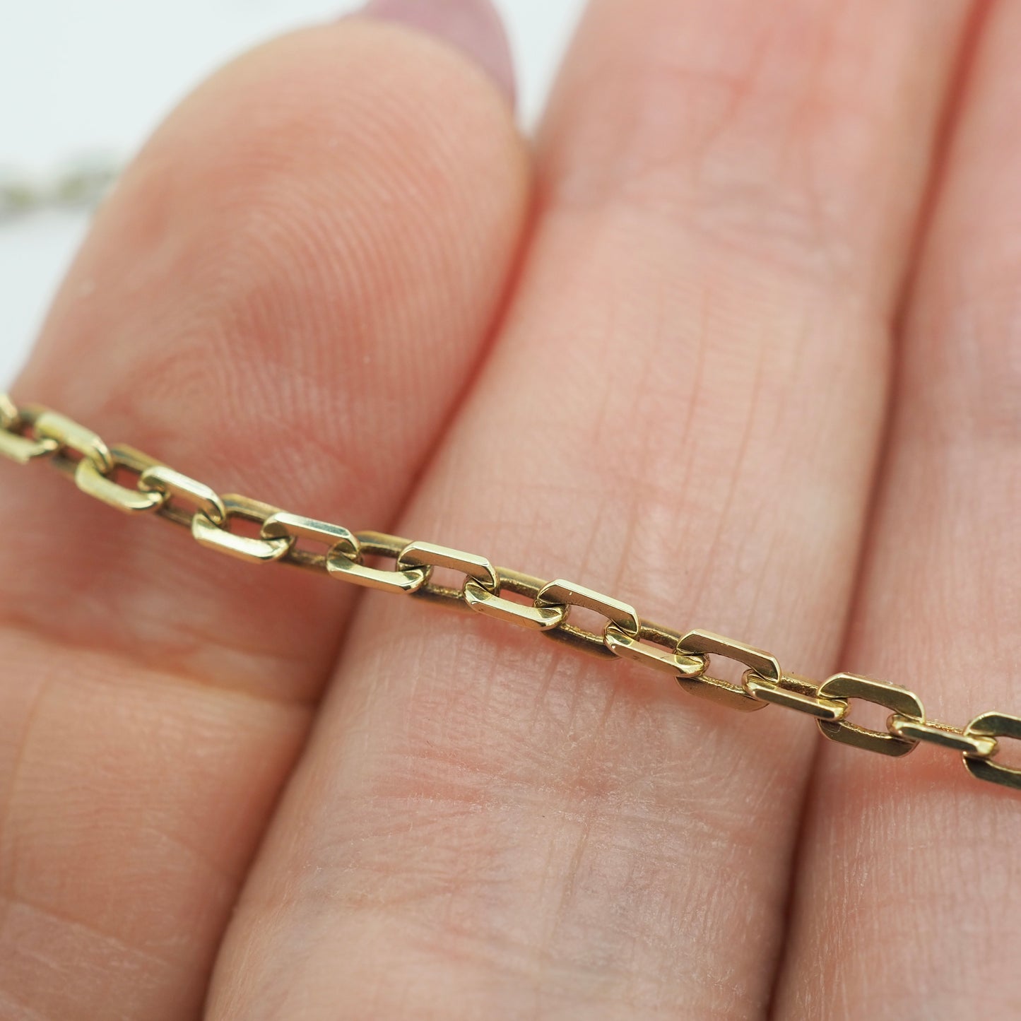 14k gold faceted rectangle cable chain