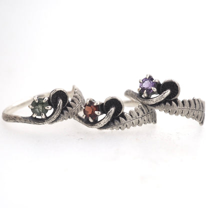mushroom fern and gemstone ring