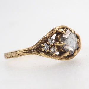 Caldera ring with diamonds