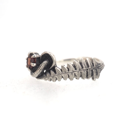 mushroom fern and gemstone ring