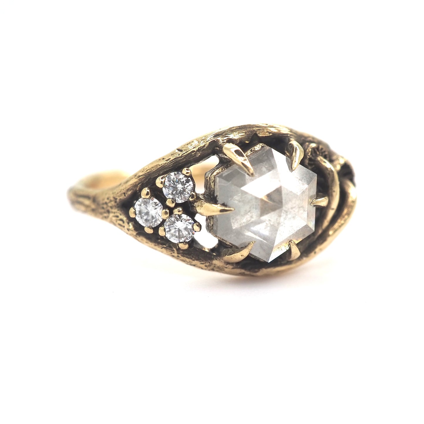 Caldera ring with 1 ct salt and pepper diamond