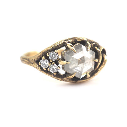Caldera ring with 1 ct salt and pepper diamond