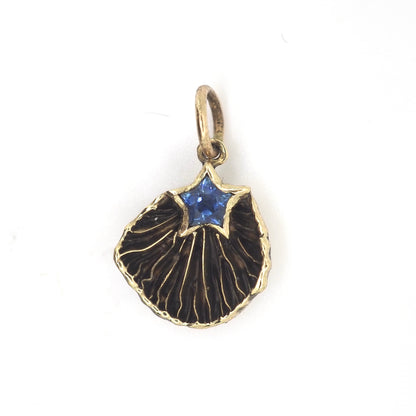 Oyster mushroom charm with Montana sapphire star big