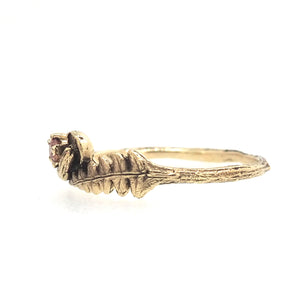 Mushroom fern ring with pink sapphire for G