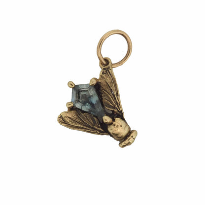 Fly charm with Montana sapphire