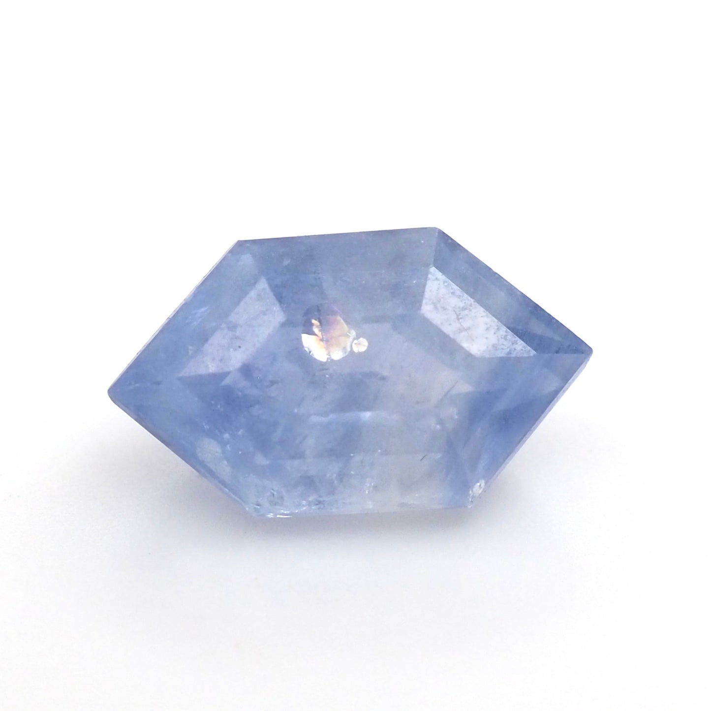 Milky blue sapphire hexagon step cut .82 ct