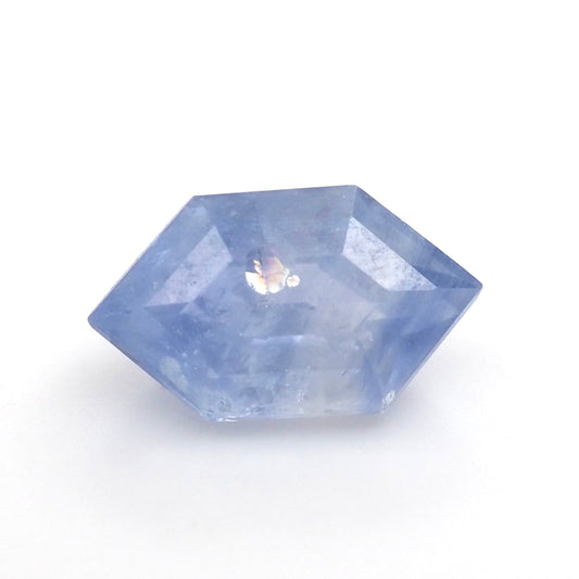 Milky blue sapphire hexagon step cut .82 ct