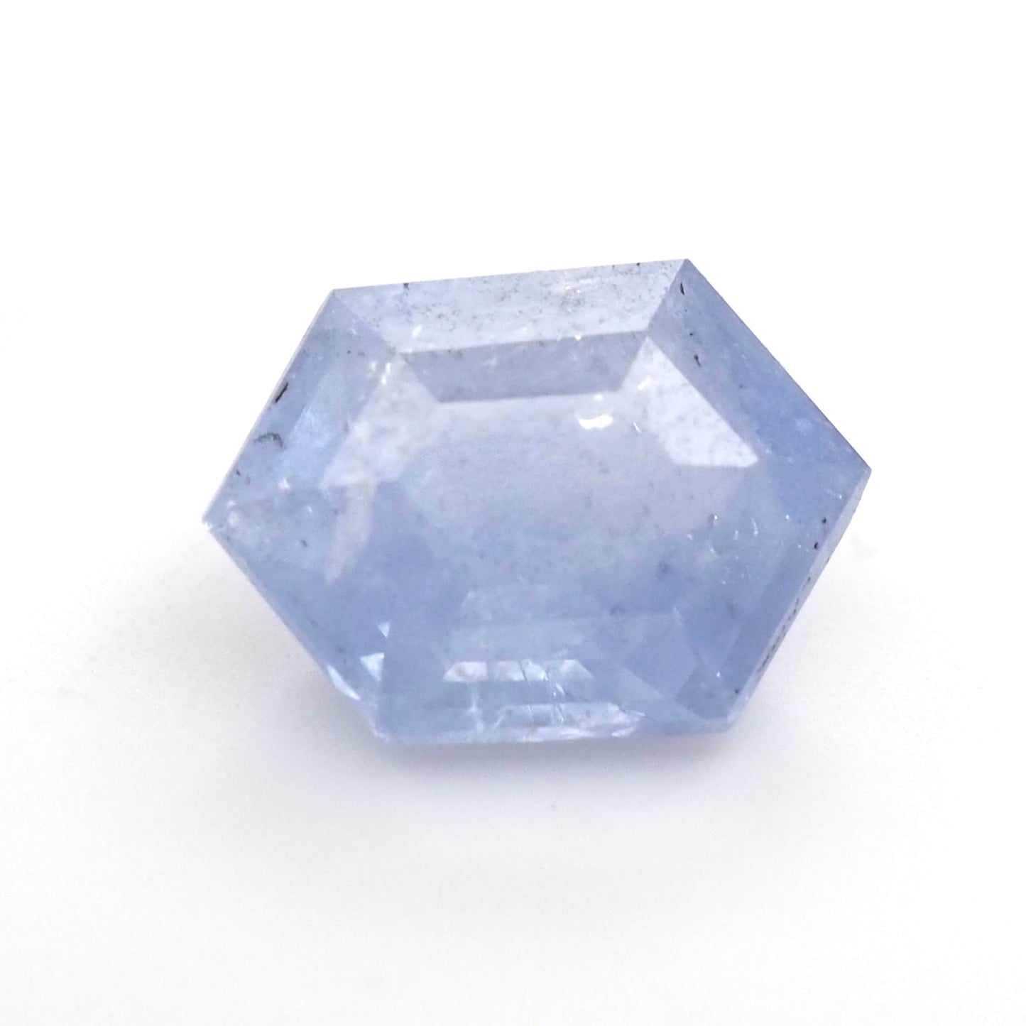 Milky blue sapphire hexagon step cut .78ct
