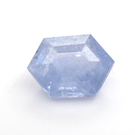 Milky blue sapphire hexagon step cut .78ct