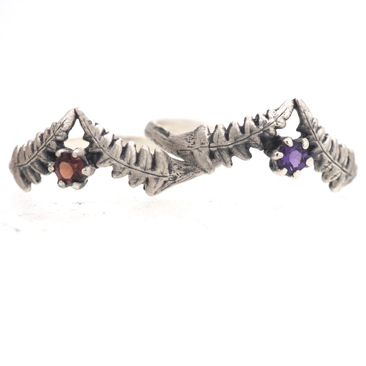 Tiny fern and gemstone ring