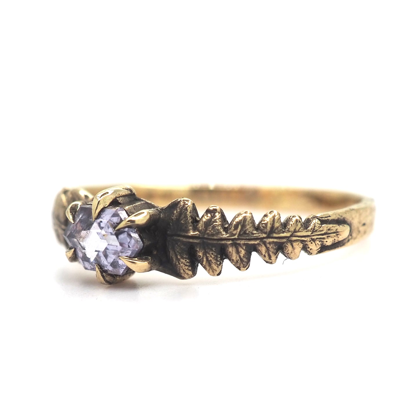 Fern band with pastel lilac sapphire