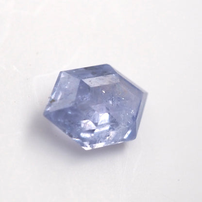 Milky blue sapphire hexagon step cut .78ct