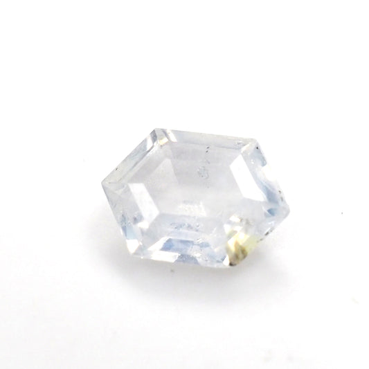 Milky white sapphire hexagon step cut .55ct