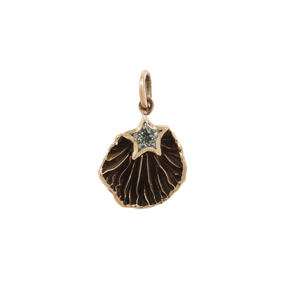 Oyster mushroom charm with Montana sapphire star big