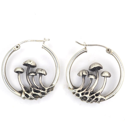 Small mushroom hoop earrings