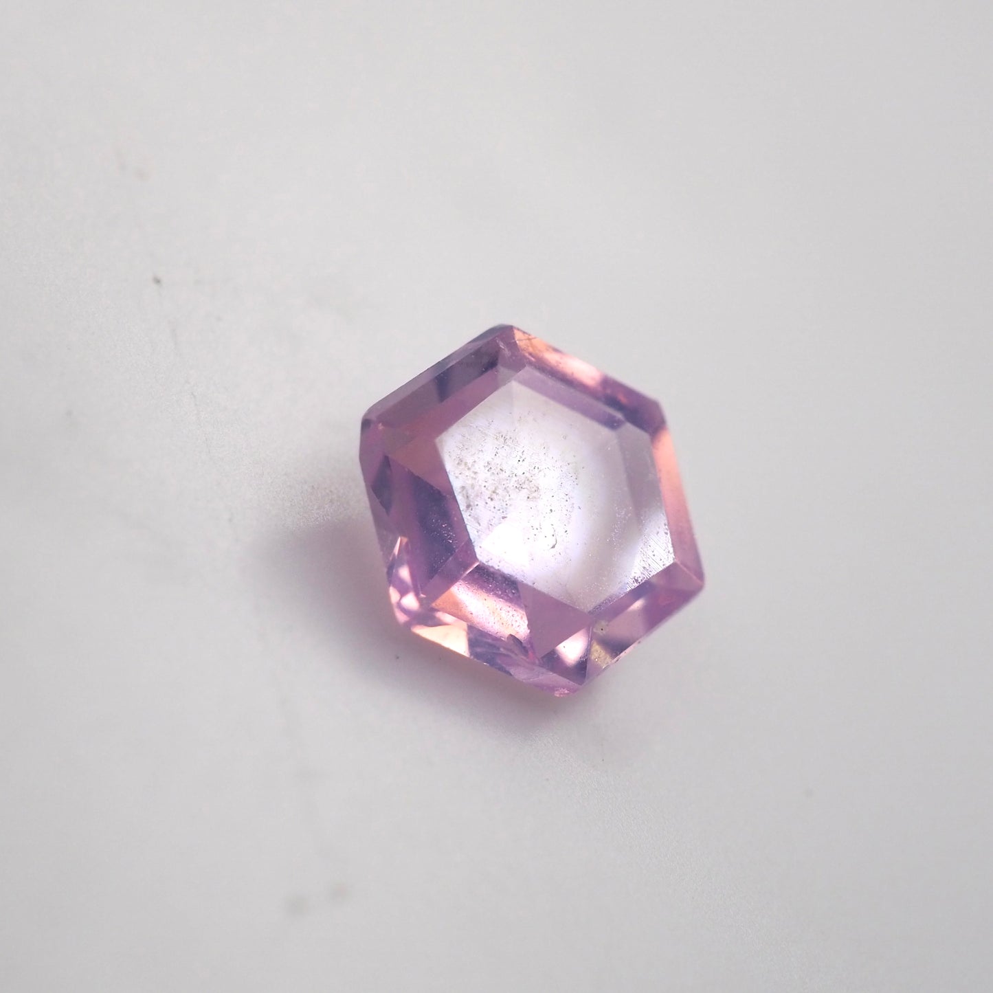 Milky pink sapphire hexagon .5ct