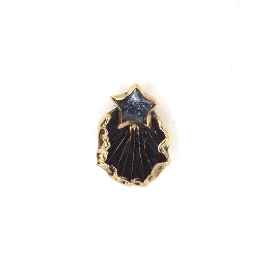 Oyster mushroom stud with Montana sapphire star
