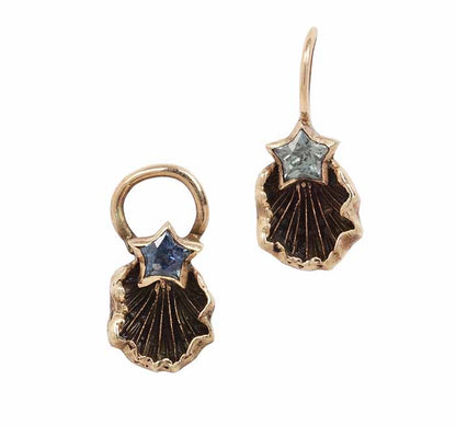 Oyster mushroom charm with Montana sapphire star