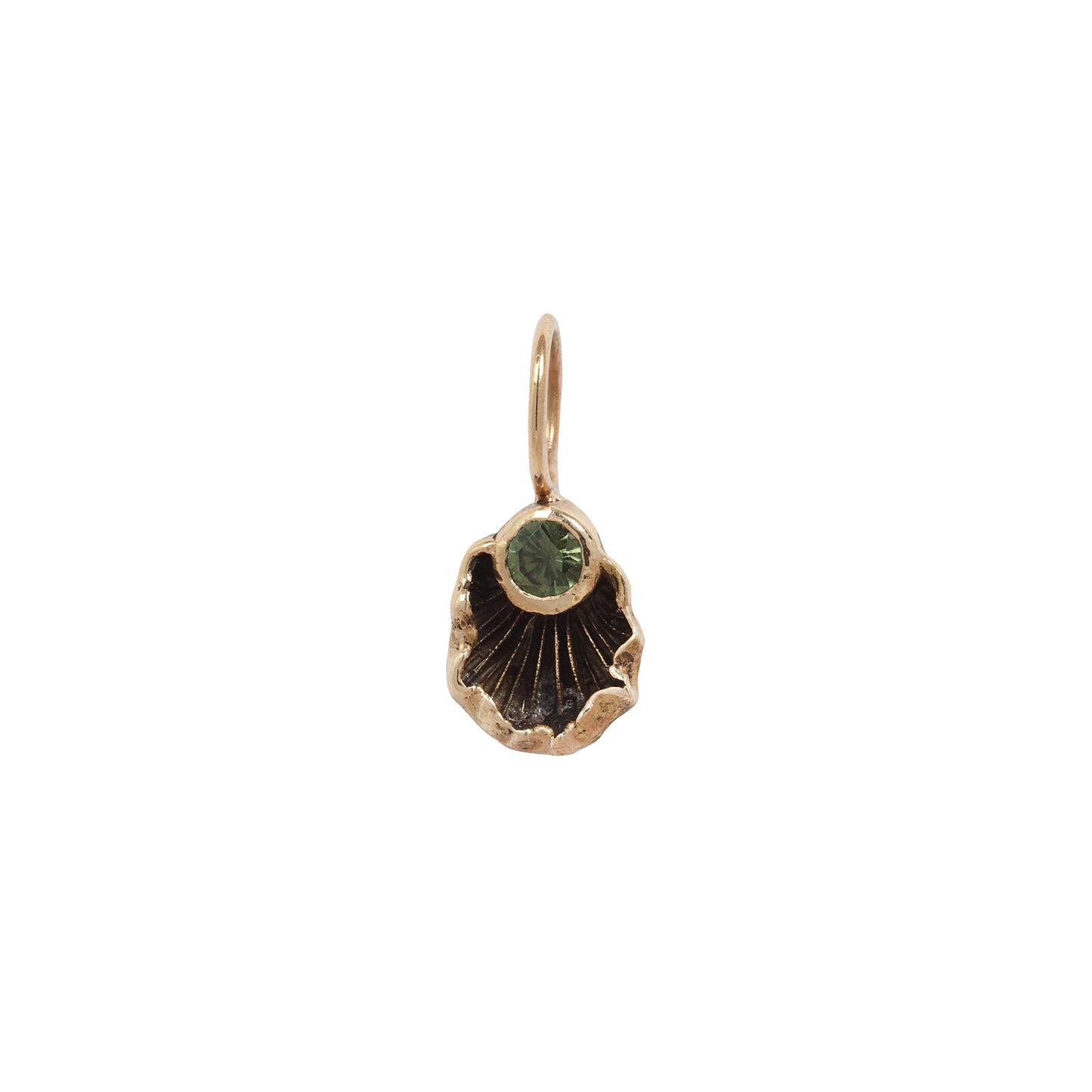 Oyster mushroom charm with round stone
