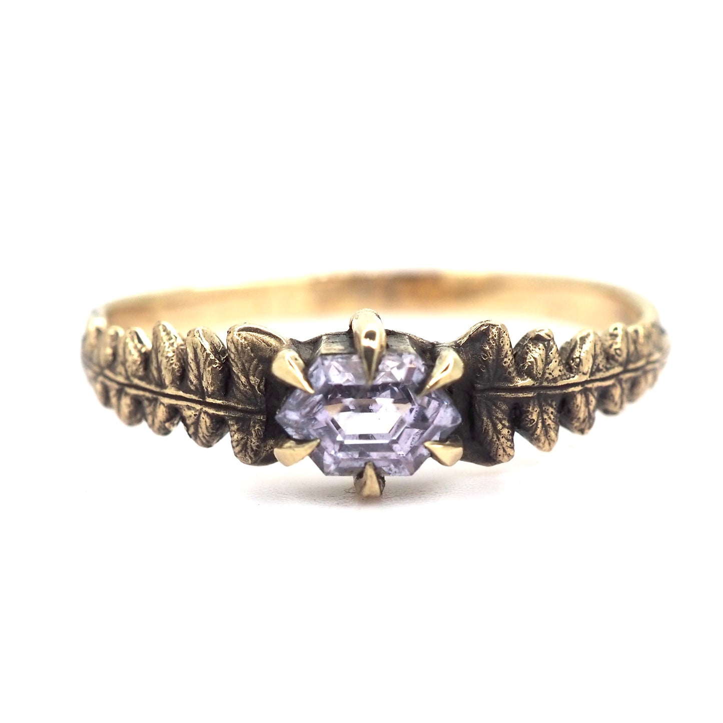 Fern band with pastel lilac sapphire