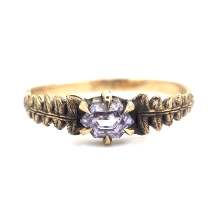 Fern band with pastel lilac sapphire