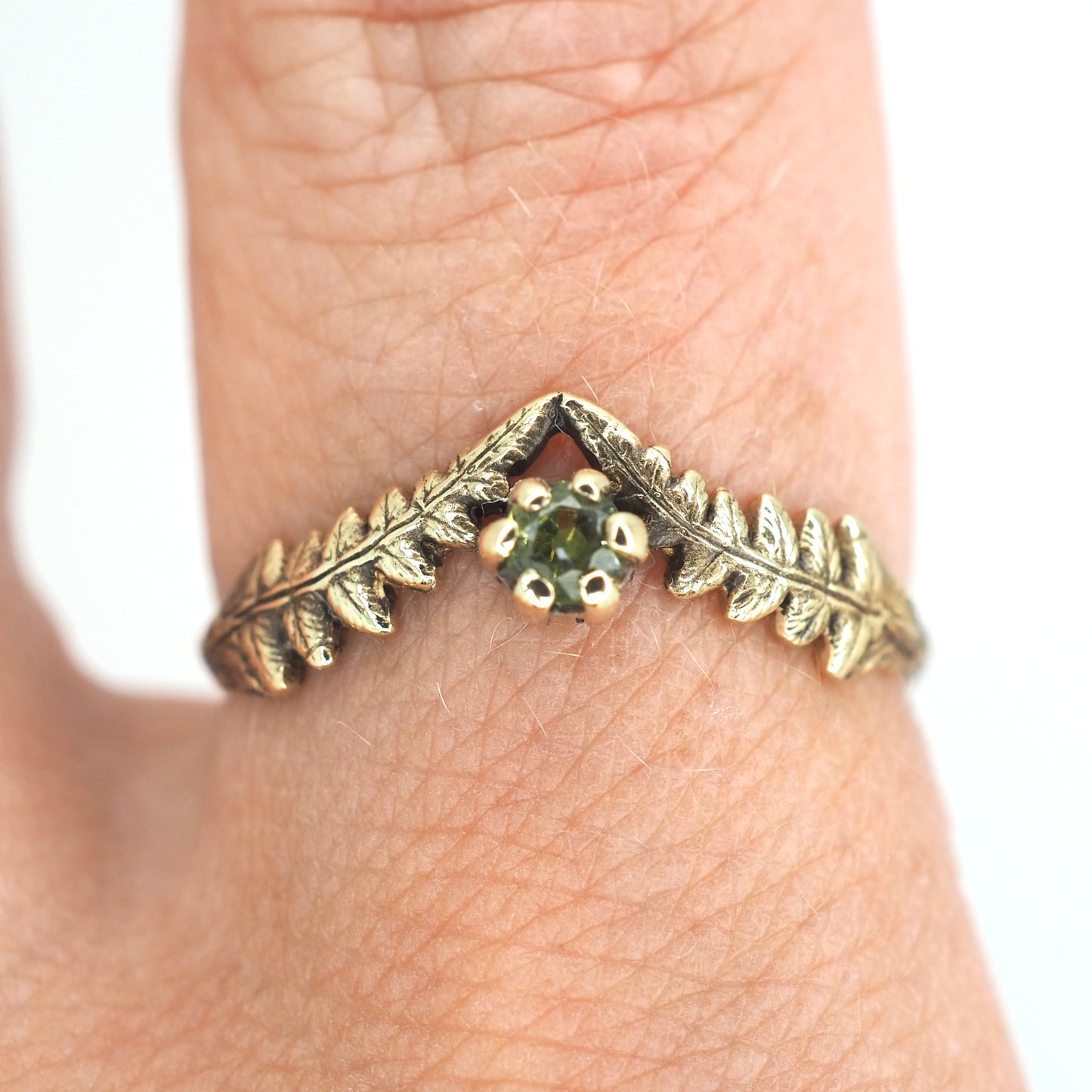 Lady Fern ring with gemstone