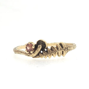 Mushroom fern ring with pink sapphire for G