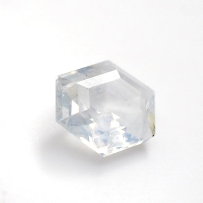 Milky white sapphire hexagon step cut .55ct