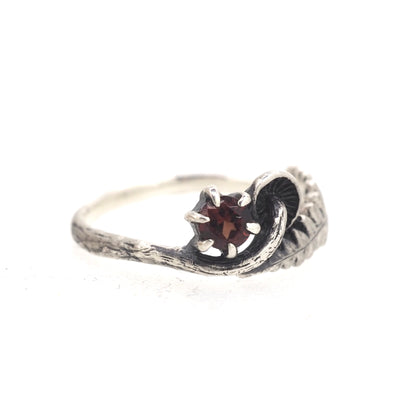 mushroom fern and gemstone ring