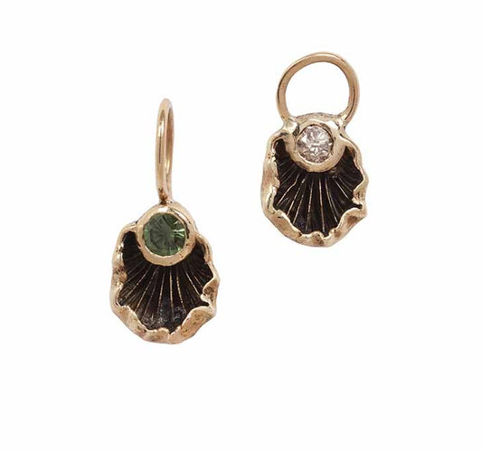Oyster mushroom charm with round stone