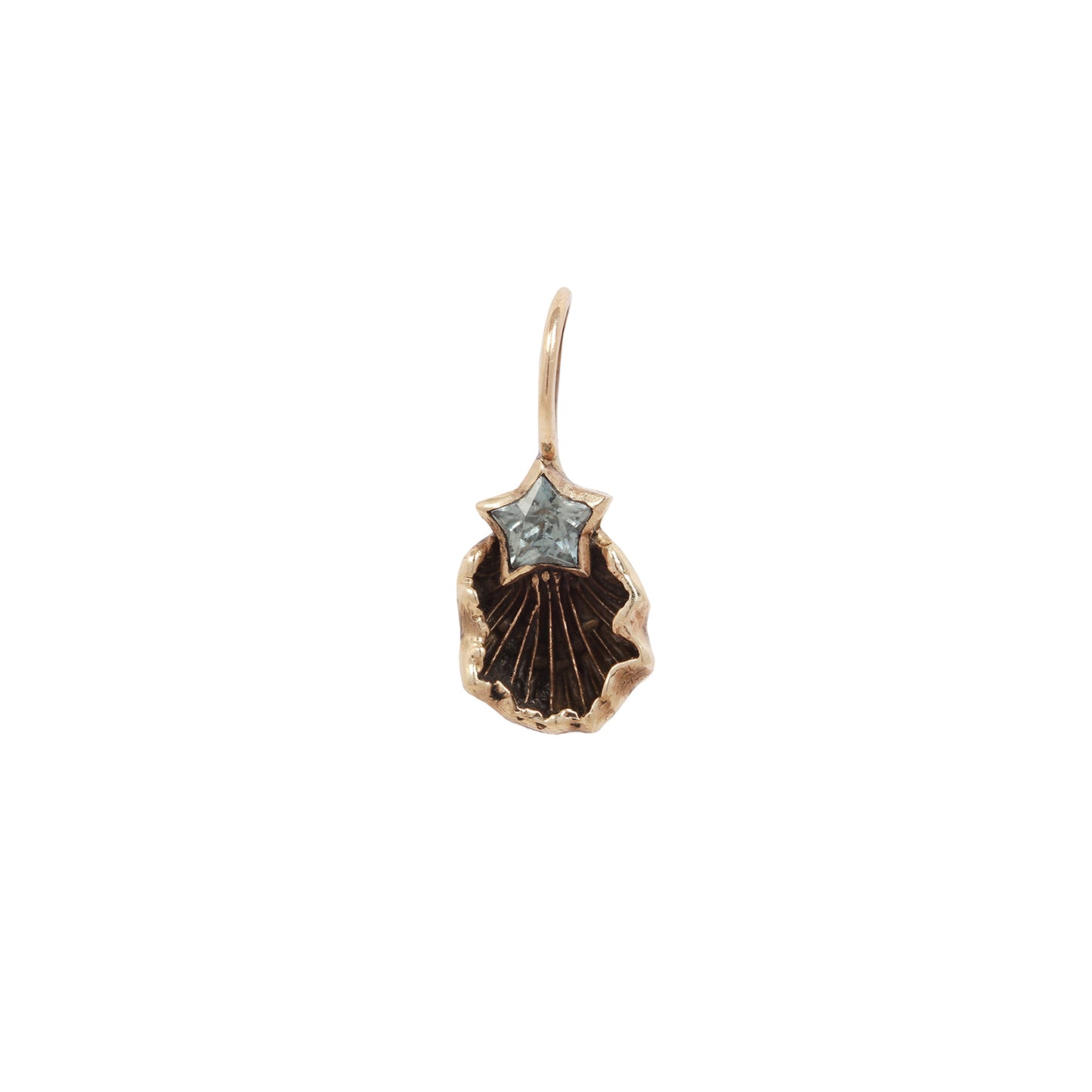 Oyster mushroom charm with Montana sapphire star
