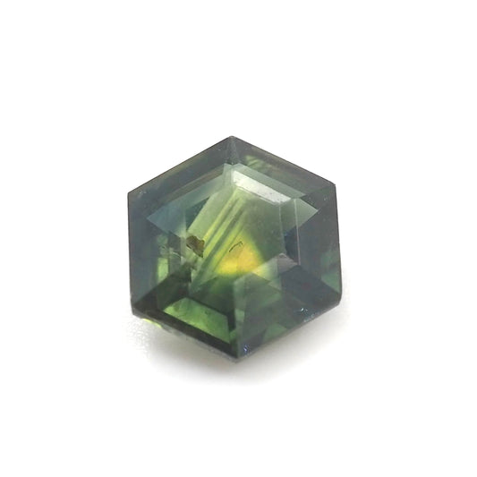 Green Australian sapphire hexagon cut .9ct
