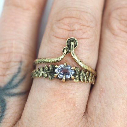Fern band with pastel lilac sapphire