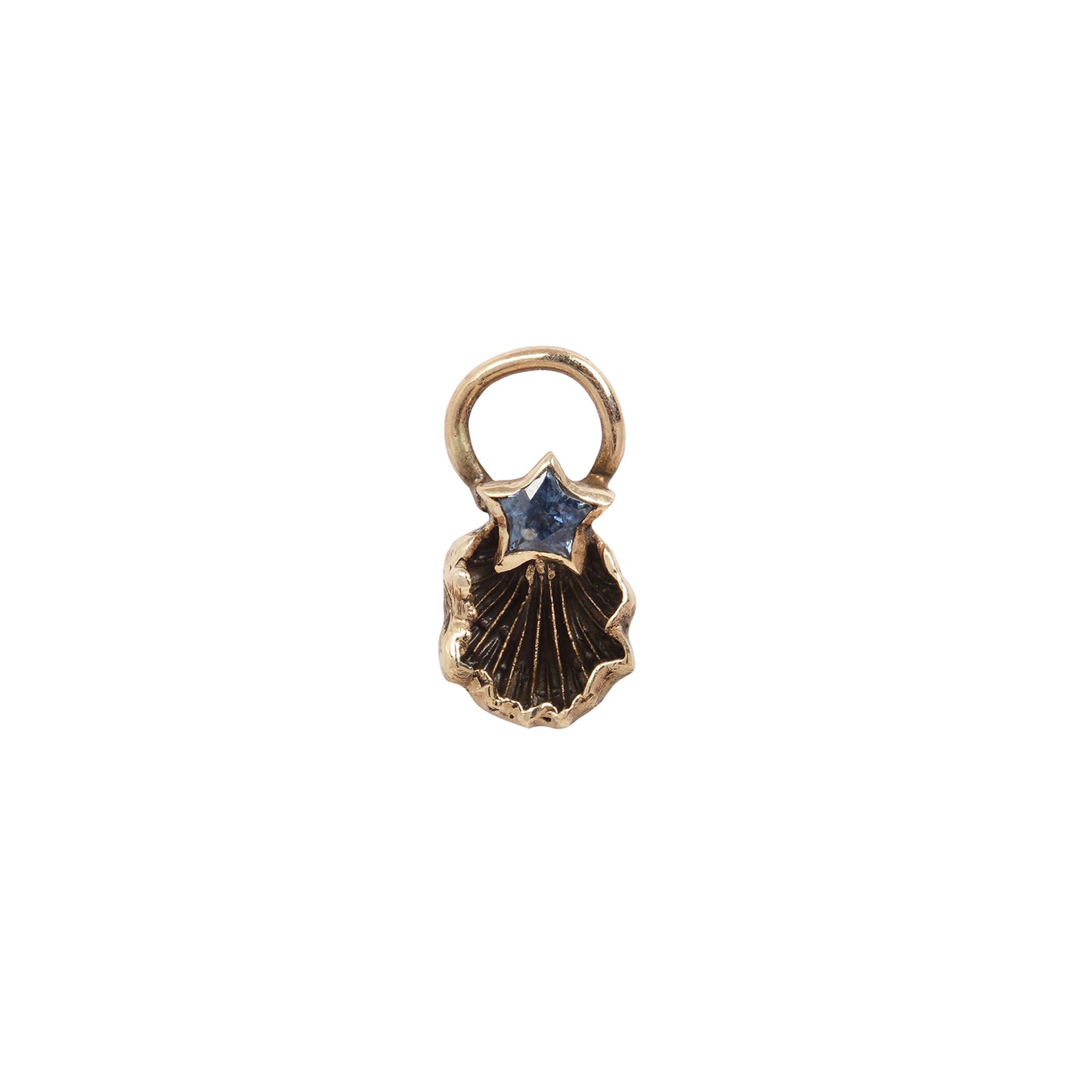 Oyster mushroom charm with Montana sapphire star